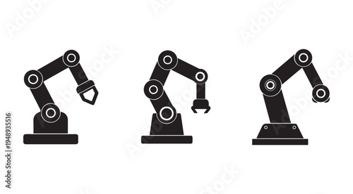 Industrial robotic arms with various end effectors for manufacturing assembly and processing  industrial automation and robotics technology