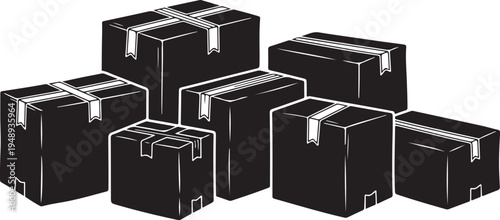 Black boxes stacked together in a neat formation online