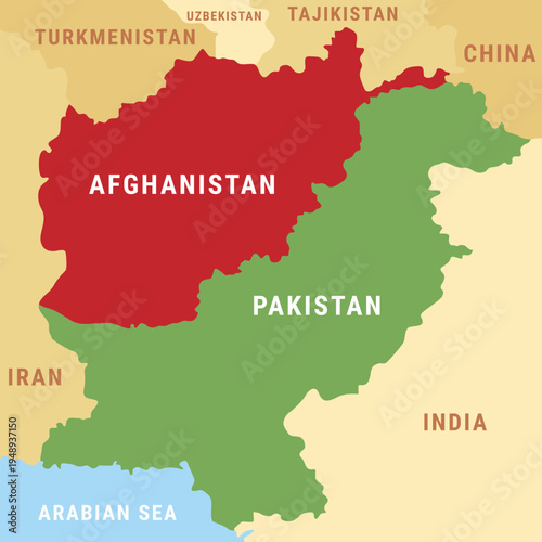 Background map of the administrative regions of Afghanistan and Pakistan
