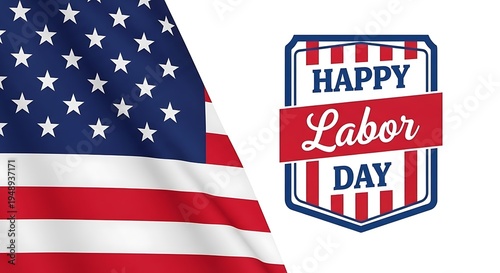Happy labor day celebration with american flag