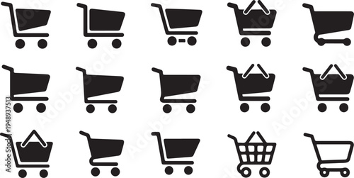 Shopping cart icons in black and white background pattern