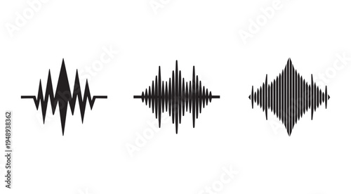 Sound wave patterns and audio signal icons for music and technology uses  sound waves and audio signals for music technology and sound design