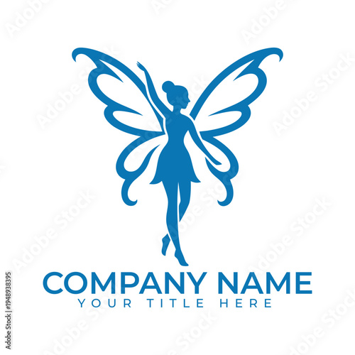 Graceful Fairy Wings Logo Design Vector Illustration