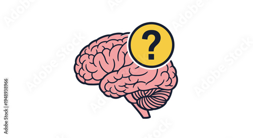 Human brain with question mark icon, mental health and confusion concept vector