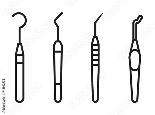 Vector showing four types of dental instruments