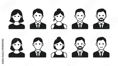 Vector of professional-looking business people in formal attire