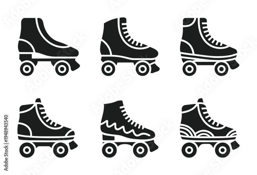 Vector of classic roller skates in various designs for skating