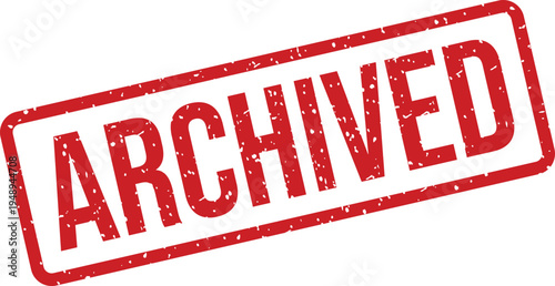A grunge style rectangular red rubber stamp displaying the word ARCHIVED on a clean white background