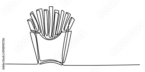 French fries in a container, illustration of food