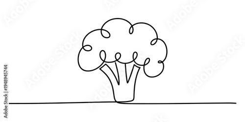 minimalist line drawing of broccoli on white background