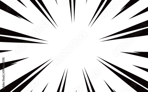 イラスト素材:：放射状黒線　マンガ風　効果線