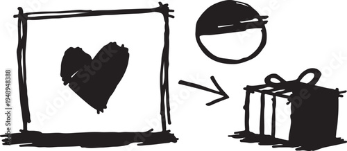 Black and white illustration of a black bag