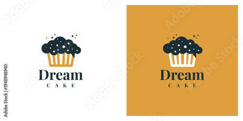 dream cake logo design with cupcake