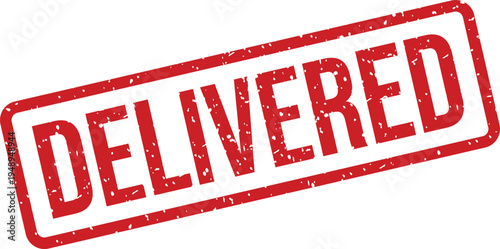 A red rectangular rubber stamp mark with the word DELIVERED across a clean white background