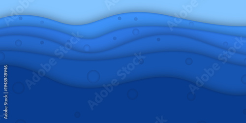 Oceanic layers of blue: A tranquil and stylized portrayal of ocean depths, represented through layers of graduated blues with soft curves, evokes a sense of depth and fluidity.