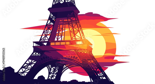 Eiffel Tower silhouette at sunset Paris France iconic landmark