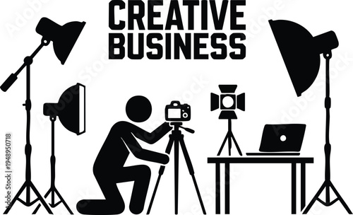 Creative Business Photography Studio Workspace Vector Illustration