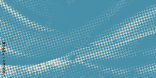 Abstract Blue Halftone Clouds Background with Retro Pop Art Dot Texture, Vintage Aesthetic Style for Poster Design, Artistic Backdrop, Creative Branding, and Modern Graphic Layout