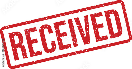 A vibrant red rectangular rubber stamp clearly shows the word Received against a pure white surface