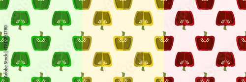 bell pepper seamless pattern. paprika seamless pattern. various sliced bell pepper vector illustration