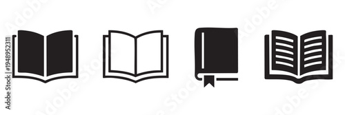 Collection of book icons in various styles and states