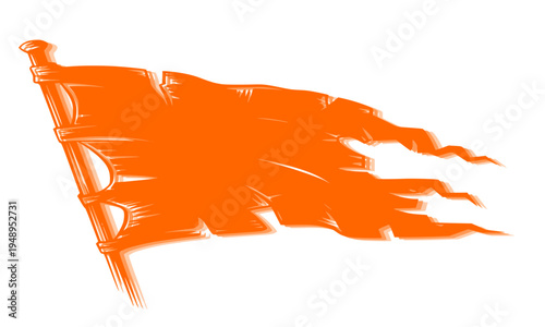 Vibrant saffron orange Hindu religious flag known as Bhagwa Dhwaj, a sacred symbol of spirituality, Hinduism, and Indian cultural heritage on white background