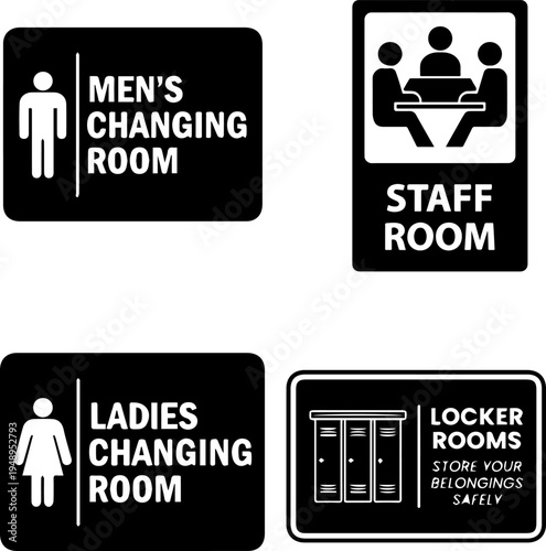 Public Wayfinding Signage Set for Gym, Office, and Locker Room Facilities