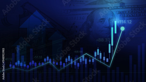 line chart oil barrel and dollar background