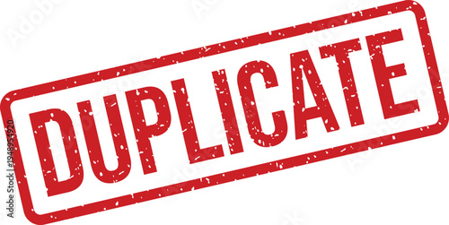 Red duplicate rubber stamp impression clearly indicating a copy or second version of a document