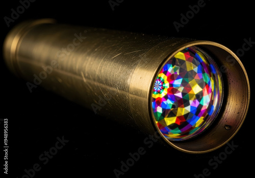 Kaleidoscope with colorful pattern on black background