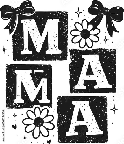 Mama Vintage Floral Typography Mothers Design