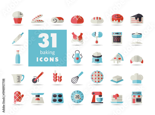 Bakery and Baking Essentials Icon Set