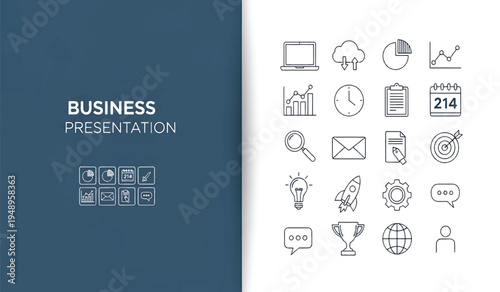 flat design business presentation header template blue