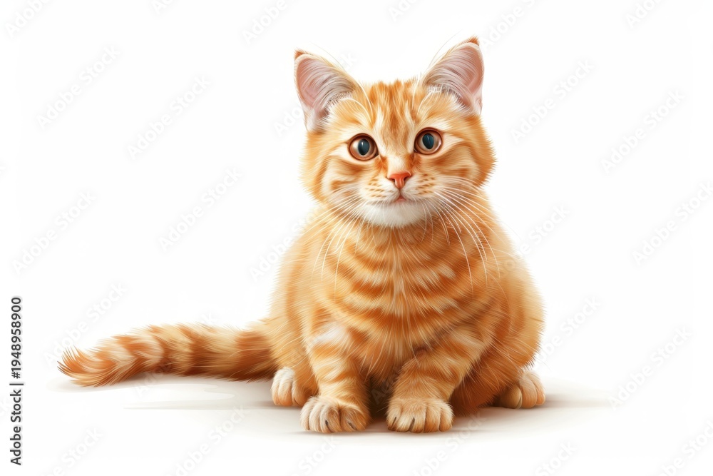Fototapeta premium Cat drawing, kitten symbol, kitty isolated, draw pet, cat on white