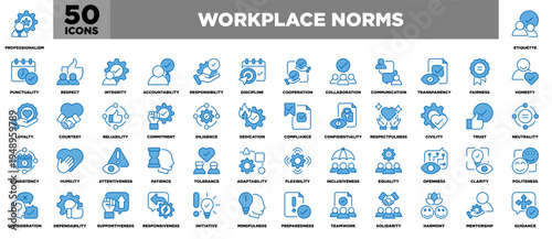 Workplace Norms Icon Sheet Blue White