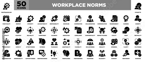 Workplace Norms Icon Sheet Glyph Black