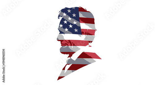 American flag human face profile.