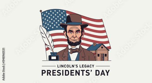American President Lincoln Illustration Portrait.