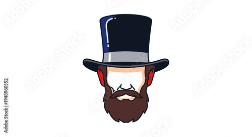 Cartoon Abraham Lincoln Face Portrait Illustration.