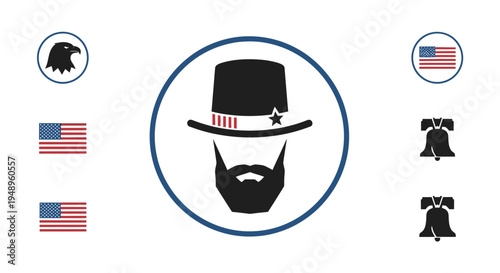 American Symbol Beard Hat Face.