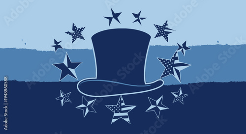 Dark blue top hat with stars.
