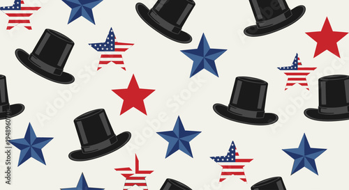 American themed top hats pattern.
