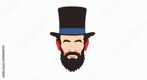 Cartoon Abraham Lincoln Wearing Headphones.