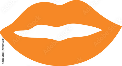 Vibrant orange lips on isolated for design
