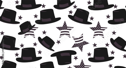 Black hats and stars pattern.