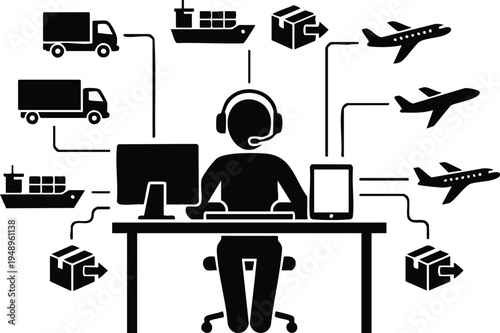 Logistics Dispatcher Managing Global Shipping and Transport Network