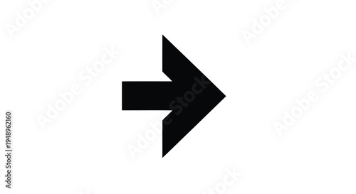 A bold black arrow pointing to the right with a sharp, angular design