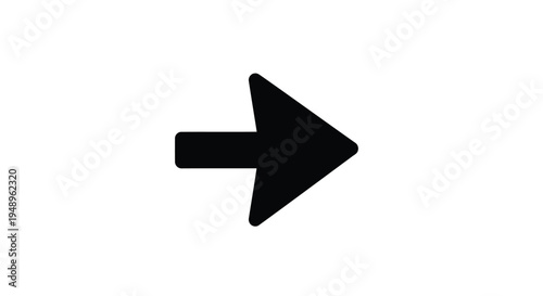 A bold black arrow pointing to the right with a triangular tip and rectangular base