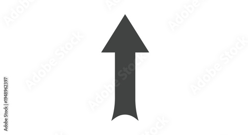 A bold black arrow pointing upwards with a curved base and a flat top