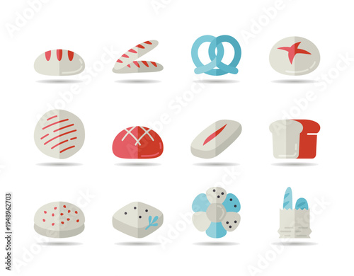 Bakery Bread Pastries Vector Icon Collection